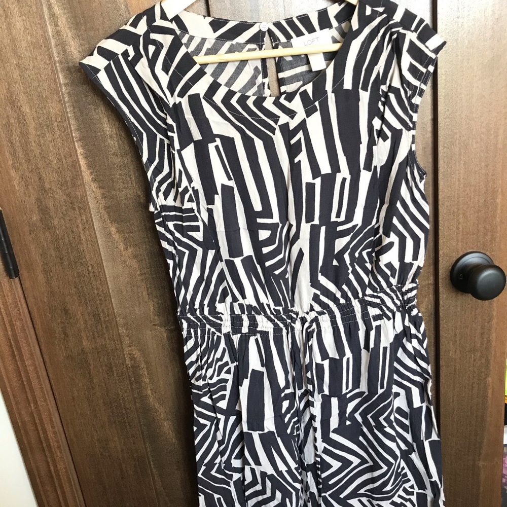 LOFT cap sleeve dress with waist tie detail